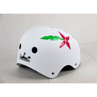 LIGHTLY SKATED Krown White Shell Skateboard Helmet Adult One Size - Flowers