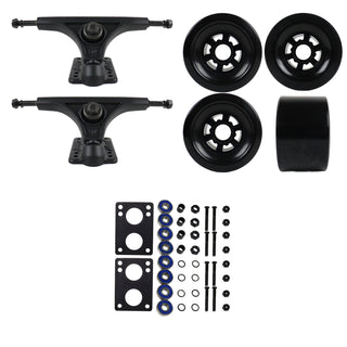 Slant Longboard Trucks (150 Black) with 83mm Black Wheels, Abec 7 Bearings, Hardware, and Risers
