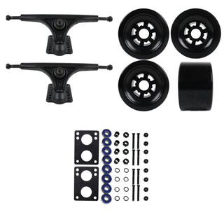 Slant Longboard Trucks (180 Black) with 83mm Black Wheels, Abec 7 Bearings, Hardware, and Risers
