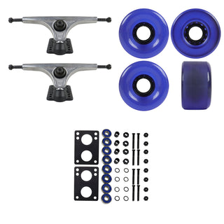 Slant Longboard Trucks (180 Raw) with 70mm Purple Wheels, Abec 7 Bearings, Hardware, and Risers