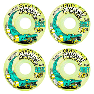Snot Wheel Co. Skateboard Wheels 56mm Swampys Swamp Monsters Conical 101A Clear Yellow