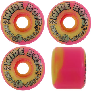 Snot Wheel Co. Skateboard Wheels 52mm Wide Boys 95A Yellow/Pink Swirl