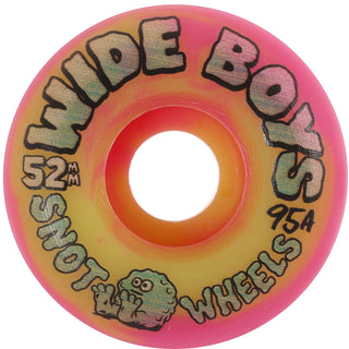 Snot Wheel Co. Skateboard Wheels 52mm Wide Boys 95A Yellow/Pink Swirl