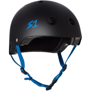 S-One Skateboard Helmet Lifer Black Matte/Cyan Straps + 2 Sizing Liners