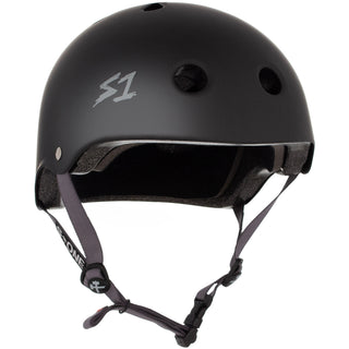 S-One Skateboard Helmet Lifer Black Matte/Grey Straps Size L + 2 Sizing Liners