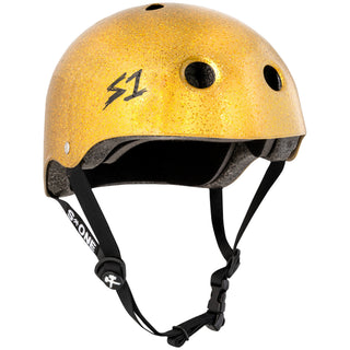 S-One Skateboard Helmet Lifer Gold Gloss Glitter Size M + 2 Sizing Liners