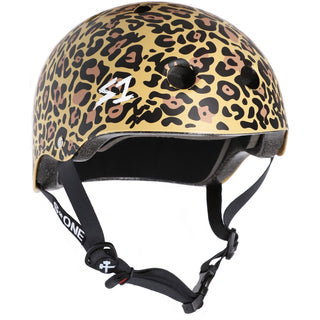 S-One Skateboard Helmet Lifer Tan Leopard Print Size S + 2 Sizing Liners