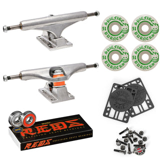 Independent Skateboard Trucks 144 Mid + 51mm Spitfire Burners Wheels, Bones Bearings