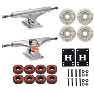 Independent Skateboard Trucks 144 Mid + 52mm Spitfire Burners Wheels, Abec 5 Bearings