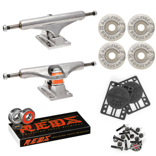 Independent Skateboard Trucks 129 Mid + 52mm Spitfire Burners Wheels, Bones Bearings