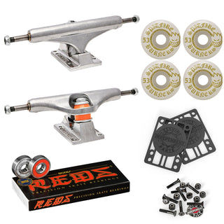 Independent Skateboard Trucks 129 Mid + 53mm Spitfire Burners Wheels, Bones Bearings