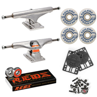 Independent Skateboard Trucks 144 Mid + 55mm Spitfire Burners Wheels, Bones Bearings