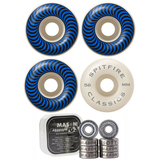 Spitfire Skateboard Wheels 56mm Classics with Bronson Pro G3 Bearings