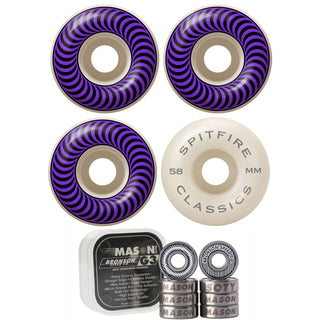 Spitfire Skateboard Wheels 58mm Classics with Bronson Pro G3 Bearings
