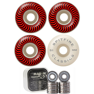 Spitfire Skateboard Wheels 51mm Classics with Bronson Pro G3 Bearings