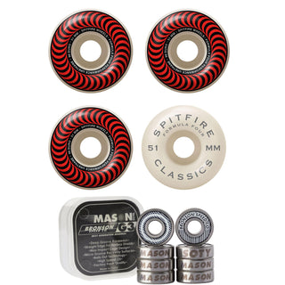 Spitfire Skateboard Wheels 51mm 99A Formula 4 Classics with Bronson Pro G3 Bearings