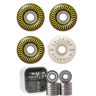 Spitfire Skateboard Wheels 55mm 99A Formula 4 Classics with Bronson Pro G3 Bearings