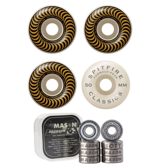 Spitfire Skateboard Wheels 50mm 101A Formula 4 Classics with Bronson Pro G3 Bearings