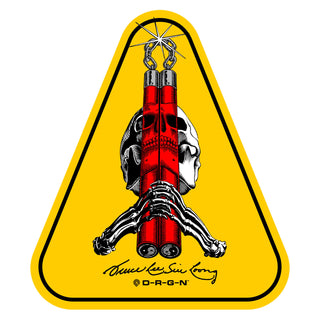 Powell Peralta Skateboard Sticker Bruce Lee Skull and Nunchucks Yellow