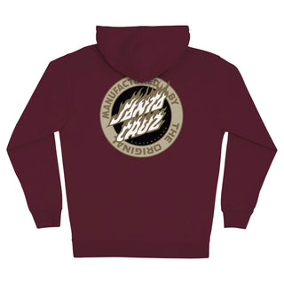 Santa Cruz Skateboard Sweatshirt Flamed MFG Dot Zip Up Hoody Maroon