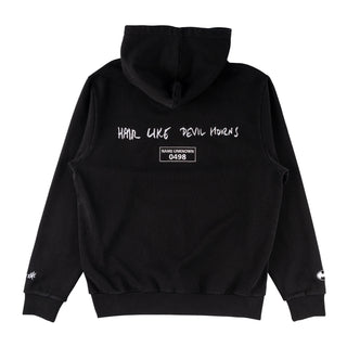 Welcome x Batman Skateboard Sweatshirt Devil Horns Pigment-Dye Hoodie Black