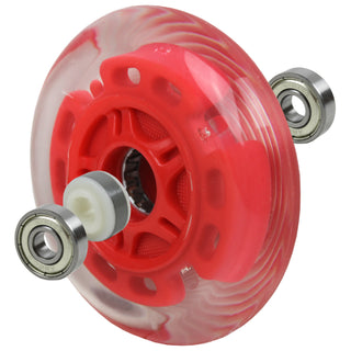 LED Scooter Wheels Set of 2 With Bearings - Red/Clear