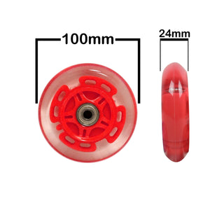 LED Scooter Wheels Set of 2 With Bearings - Red/Clear