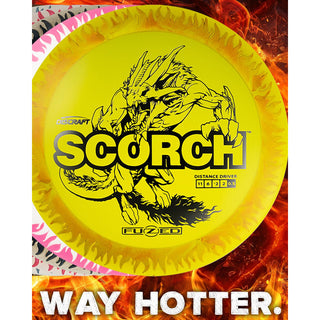 Discraft Disc Golf FuZed Line Scorch with Flame Pattern Distance Driver 11/6/-2/2 Clear with Orange Flame/Cubic Prisms 173-174g