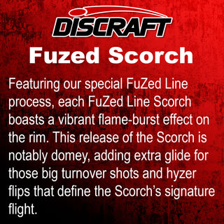 Discraft Disc Golf FuZed Line Scorch with Flame Pattern Distance Driver 11/6/-2/2 Clear with Red Flame/Green 173-174g