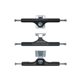 Slappy Skateboard Trucks ST1 Hollow Wide Boys Laser Black/Polished 11" Pair