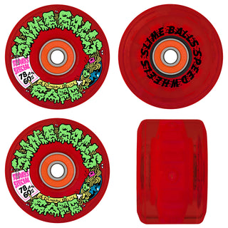Slime Balls Skateboard Wheels 60mm Cafe Light Ups OG Slime 78A Red w/ Bronson Bearings