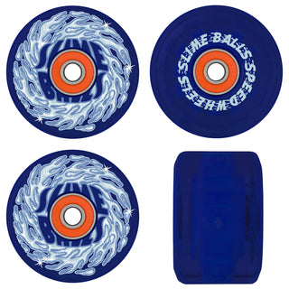 Slime Balls Skateboard Wheels 66mm Ice Light Ups OG Slime 78A Blue w/ Bronson Bearings