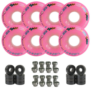 Labeda Smoke Evo Roller Hockey Wheels - Pink X-Soft 59mm - 8-Pack with Evo Spacers and Hybrid Ceramic Bearings