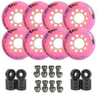 Labeda Smoke Evo Roller Hockey Wheels - Pink X-Soft 68mm - 8-Pack with Evo Spacers and Hybrid Ceramic Bearings
