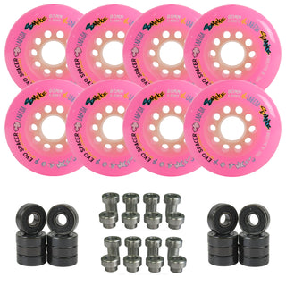 Labeda Smoke Evo Roller Hockey Wheels - Pink X-Soft 80mm - 8-Pack with Evo Spacers and Hybrid Ceramic Bearings