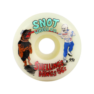 Snot Wheel Co. Skateboard Wheels 56mm Snelling Dogs 99A Conical White