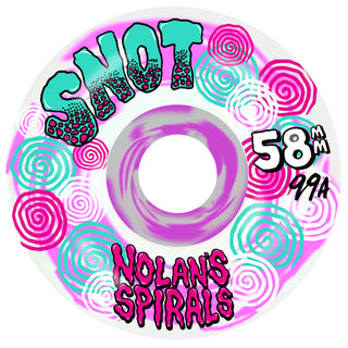 Snot Skateboard Wheels 58mm Nolan Houghton Spiral Wide Boys 99A Pink Swirl
