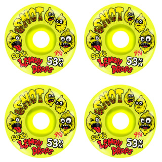 Snot Skateboard Wheels 53mm Sox Lemon Drops Conical 99A Yellow