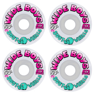 Snot Skateboard Wheels 53mm Wide Boys 99A White/Pink