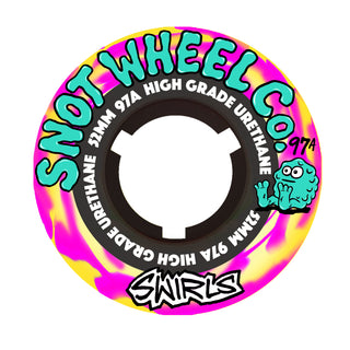 Snot Wheel Co. Skateboard Wheels 52mm Swirls 97A Pink/Yellow