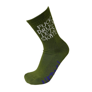 Heroin Skateboards Socks Fck Drugs Olive Olive