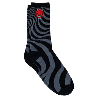 Spitfire Wheels Socks Bighead Fill Embroidered Swirl Charcoal/Black/Red