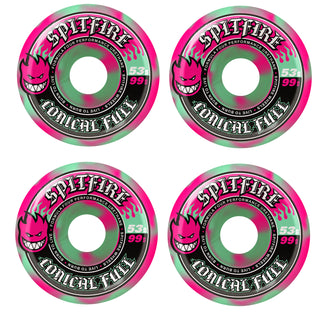 Spitfire Skateboard Wheels 53mm F4 99A Color Pack Conical Full Teal/Pink Swirl