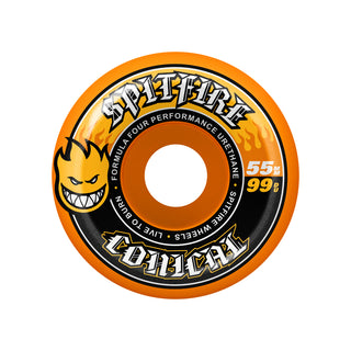 Spitfire Skateboard Wheels 55mm F4 99A Team Conical Colors Orange