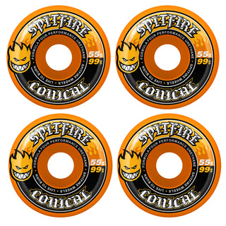Spitfire Skateboard Wheels 55mm F4 99A Team Conical Colors Orange