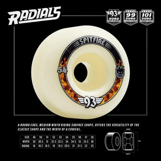 Spitfire Skateboard Wheels 54mm F4 93A Radial Pink