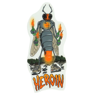 Heroin Skateboards Sticker Molotov Bug Clear 2.5" x 5.5"
