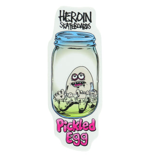 Heroin Skateboards Sticker Pickled Egg Clear 2.25" x 6"