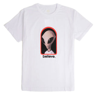 Alien Workshop Skateboards Mens T Shirt Believe Reality White