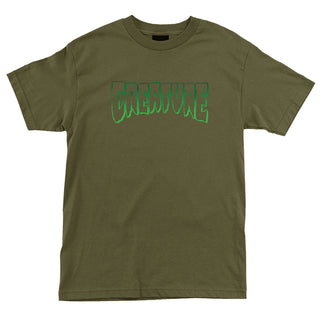 Creature Skateboards Shirt Logo Outline Military Green